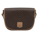 CELINE Macadam Canvas Shoulder Bag PVC Leather Brown Gold Auth ep15099-13