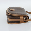 CELINE Macadam Canvas Shoulder Bag PVC Leather Brown Gold Auth ep15099-4