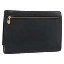 CELINE Clutch Bag Leather Black Gold Auth ep15100-1