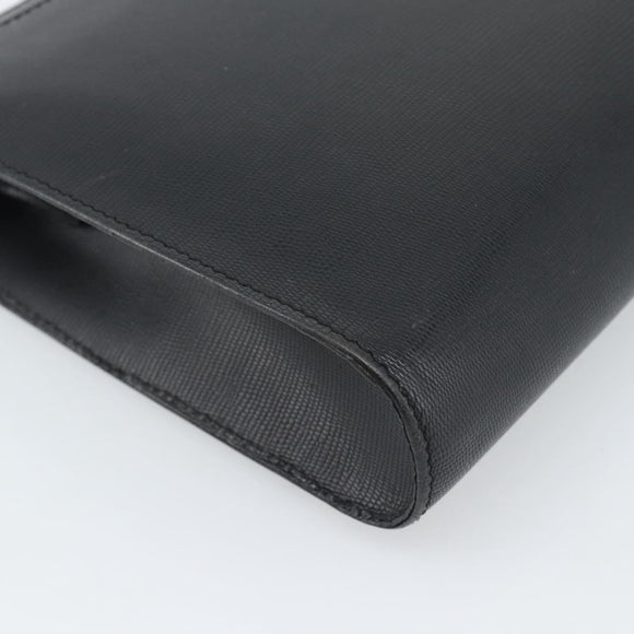 CELINE Clutch Bag Leather Black Gold Auth ep15100