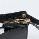 CELINE Clutch Bag Leather Black Gold Auth ep15100-9