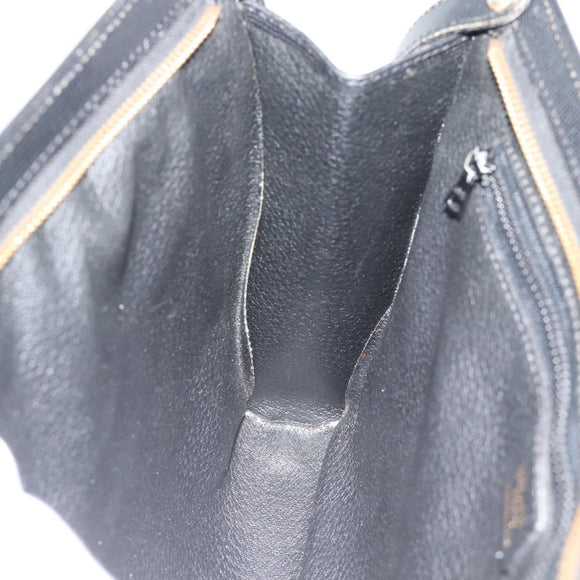 CELINE Clutch Bag Leather Black Gold Auth ep15100