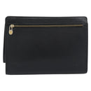 CELINE Clutch Bag Leather Black Gold Auth ep15100-13
