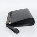 CELINE Clutch Bag Leather Black Gold Auth ep15100-3