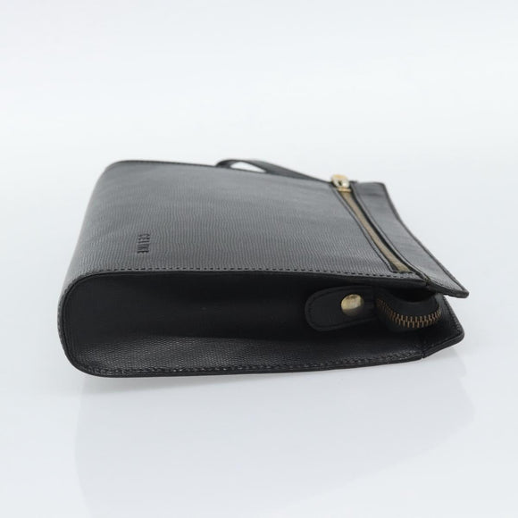 CELINE Clutch Bag Leather Black Gold Auth ep15100