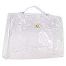 HERMES Vinyl Kelly Hand Bag Vinyl Clear Gold Auth ep15101-1
