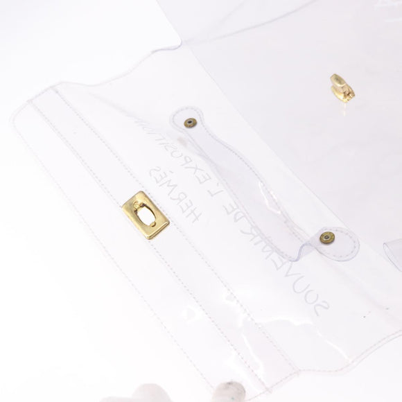 HERMES Vinyl Kelly Hand Bag Vinyl Clear Gold Auth ep15101
