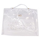 HERMES Vinyl Kelly Hand Bag Vinyl Clear Gold Auth ep15101-3
