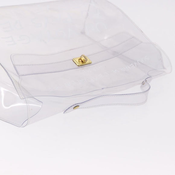 HERMES Vinyl Kelly Hand Bag Vinyl Clear Gold Auth ep15101