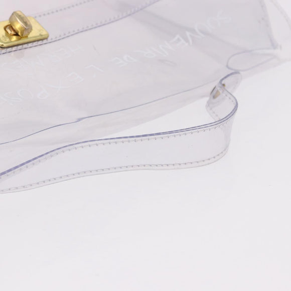 HERMES Vinyl Kelly Hand Bag Vinyl Clear Gold Auth ep15101
