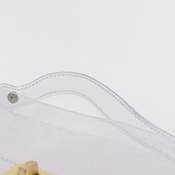 HERMES Vinyl Kelly Hand Bag Vinyl Clear Gold Auth ep15101