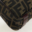 FENDI Zucca Canvas Shoulder Bag Brown Black Auth ep15102A-16