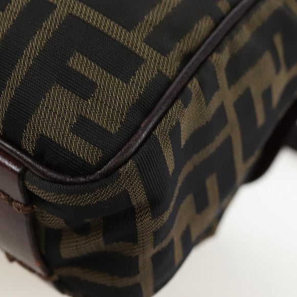 FENDI Zucca Canvas Shoulder Bag Brown Black Auth ep15102A