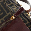 FENDI Zucca Canvas Shoulder Bag Brown Black Auth ep15102A-20