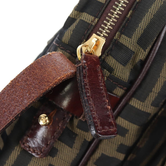 FENDI Zucca Canvas Shoulder Bag Brown Black Auth ep15102A