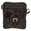 FENDI Zucca Canvas Shoulder Bag Brown Black Auth ep15102A-13