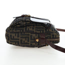 FENDI Zucca Canvas Shoulder Bag Brown Black Auth ep15102A-4