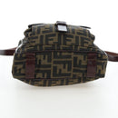 FENDI Zucca Canvas Shoulder Bag Brown Black Auth ep15102A-5
