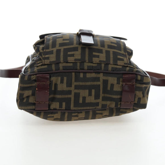 FENDI Zucca Canvas Shoulder Bag Brown Black Auth ep15102A