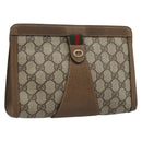 GUCCI GG Supreme Web Sherry Line Bag PVC Beige Gold 89 01 032 Auth ep15103-1