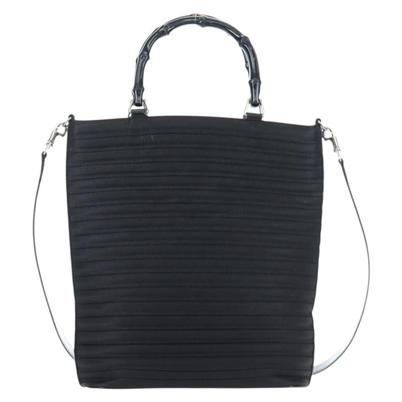 GUCCI Bamboo Hand Bag Canvas 2way Black Silver 002 1998 0353 Auth ep15105
