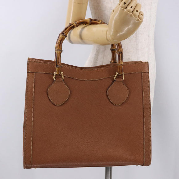 GUCCI Bamboo Hand Bag Leather Brown Gold 002 1095 0260 Auth ep15106