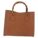 GUCCI Bamboo Hand Bag Leather Brown Gold 002 1095 0260 Auth ep15106-2