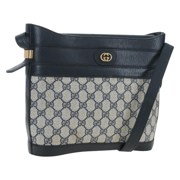 GUCCI GG Supreme Shoulder Bag PVC Navy Gold 001 109 0579 Auth ep15109