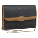 Christian Dior Honeycomb Canvas Chain Shoulder Bag PVC Black Gold Auth ep15113-1