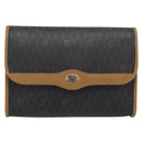 Christian Dior Honeycomb Canvas Chain Shoulder Bag PVC Black Gold Auth ep15113-2