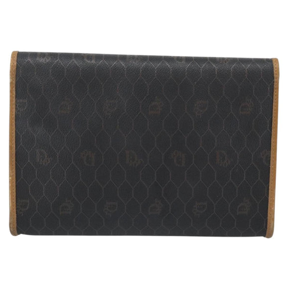 Christian Dior Honeycomb Canvas Chain Shoulder Bag PVC Black Gold Auth ep15113
