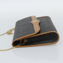Christian Dior Honeycomb Canvas Chain Shoulder Bag PVC Black Gold Auth ep15113-5