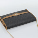 Christian Dior Honeycomb Canvas Chain Shoulder Bag PVC Black Gold Auth ep15113-6