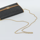 Christian Dior Honeycomb Canvas Chain Shoulder Bag PVC Black Gold Auth ep15113-7