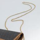 Christian Dior Honeycomb Canvas Chain Shoulder Bag PVC Black Gold Auth ep15113-8
