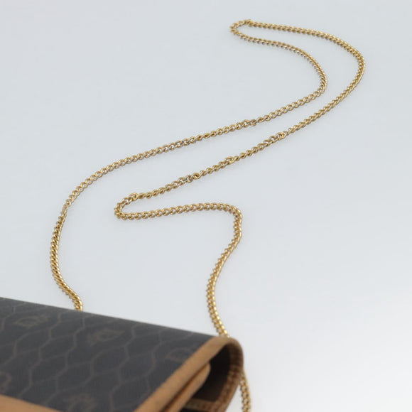 Christian Dior Honeycomb Canvas Chain Shoulder Bag PVC Black Gold Auth ep15113