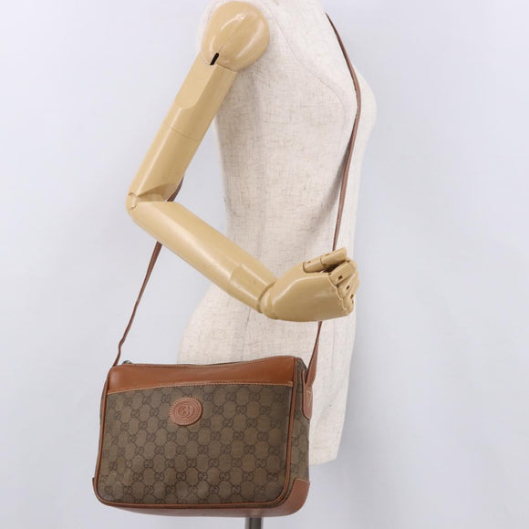 GUCCI GG Canvas Shoulder Bag Beige Gold Auth ep15115
