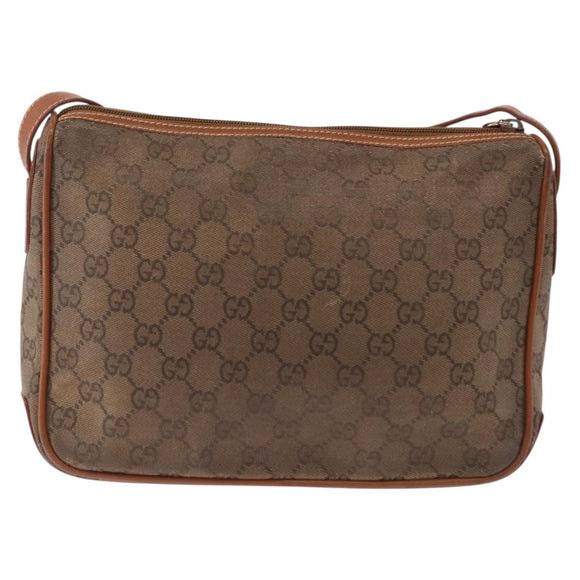 GUCCI GG Canvas Shoulder Bag Beige Gold Auth ep15115