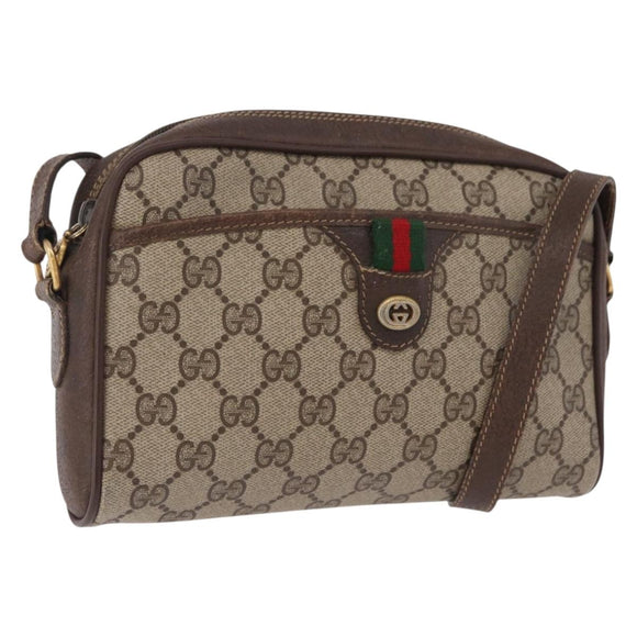 GUCCI GG Supreme Web Sherry Line Bag PVC Beige Gold 116 02 089 Auth ep15117