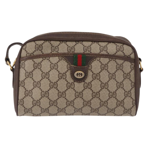 GUCCI GG Supreme Web Sherry Line Bag PVC Beige Gold 116 02 089 Auth ep15117