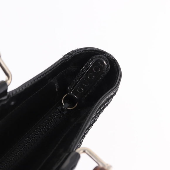 GUCCI Bamboo Hand Bag Patent Leather Black Silver 002 1817 0413 Auth ep15120