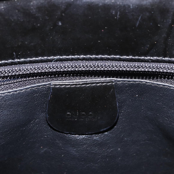 GUCCI Bamboo Hand Bag Patent Leather Black Silver 002 1817 0413 Auth ep15120