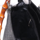GUCCI Bamboo Hand Bag Patent Leather Black Silver 002 1817 0413 Auth ep15120-20