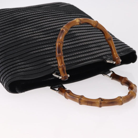 GUCCI Bamboo Hand Bag Patent Leather Black Silver 002 1817 0413 Auth ep15120