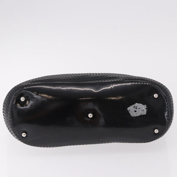 GUCCI Bamboo Hand Bag Patent Leather Black Silver 002 1817 0413 Auth ep15120