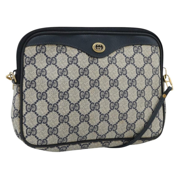 GUCCI GG Supreme Shoulder Bag PVC Navy Gold 97 02 068 Auth ep15124