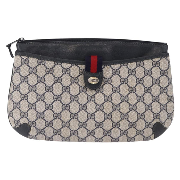 GUCCI GG Supreme Sherry Line Shoulder Bag PVC Navy Gold 39 02 026 Auth ep15125
