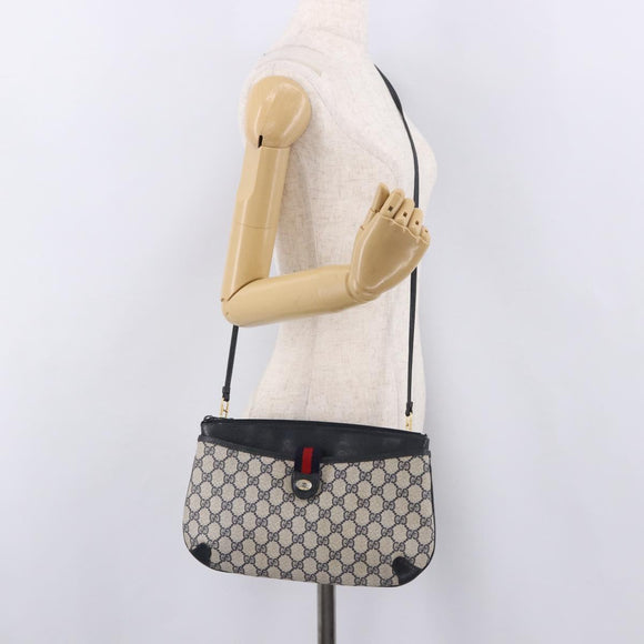 GUCCI GG Supreme Sherry Line Shoulder Bag PVC Navy Gold 39 02 026 Auth ep15125