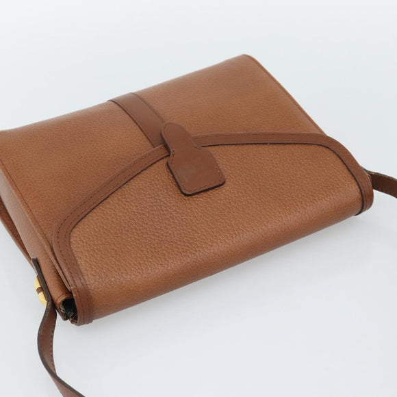 Burberrys Shoulder Bag Leather Brown Gold Auth ep15128