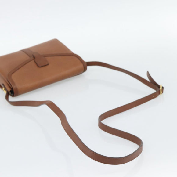 Burberrys Shoulder Bag Leather Brown Gold Auth ep15128